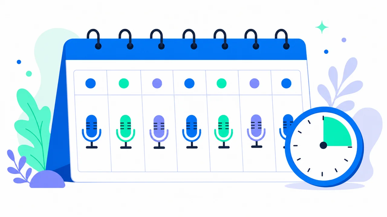 A weekly calendar with a microphone on every day and a timer set to fifteen minutes
