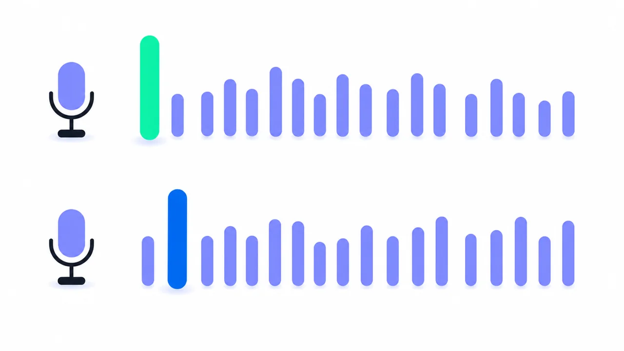 Two sound-wave bars for the word present, with the accent dot on the first syllable in one and on the second syllable in the other